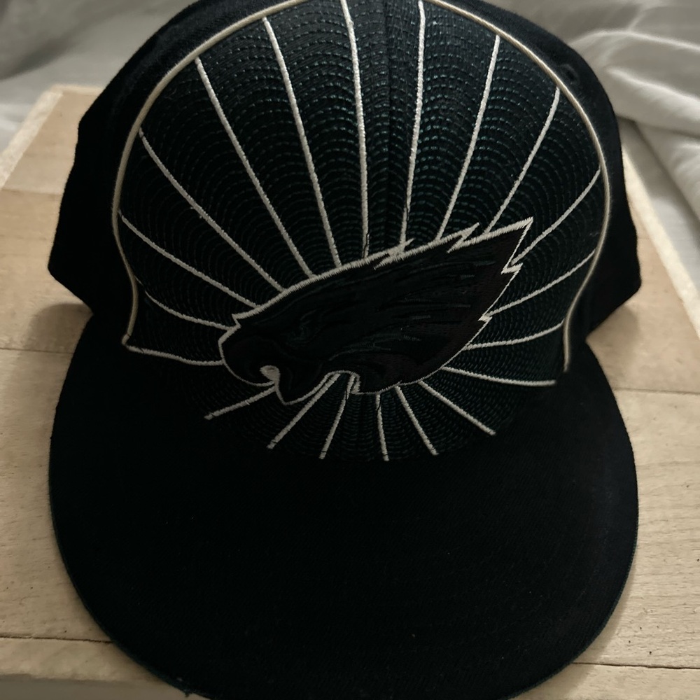 Vtg Reebok Men’s Philadelphia Eagles Wool Black/White NFL Fitted Hat Cap 7 3/4